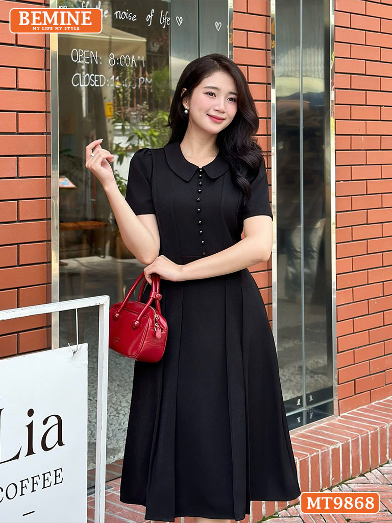 Đầm thiết kế BEMINE cổ sen đính nút MT9868 - Sự lựa chọn hoàn hảo cho phong cách thanh lịch