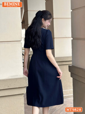Đầm thiết kế BEMINE cổ tròn ngực viền ren MT9828