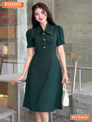 Đầm thiết kế BEMINE cổ dây nơ dáng A có nút MT9869 - Sự lựa chọn hoàn hảo cho phái đẹp công sở
