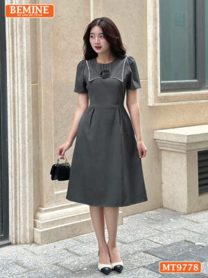 Đầm thiết kế BEMINE cổ tròn ngực đính hoa MT9778