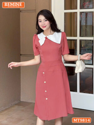 Đầm thiết kế BEMINE cổ tròn phối nơ kiểu MT9814