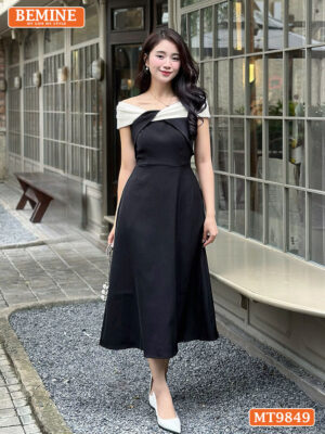 Đầm Thiết Kế BEMINE Cổ Tròn Eo Thắt Nơ MT8949