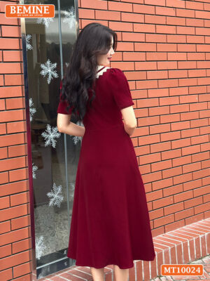 Đầm thiết kế BEMINE cổ cavat viền ren MT10024