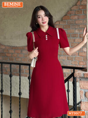 Đầm thiết kế BEMINE cổ đức xếp ly khoét vai MT9977