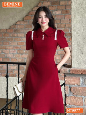 Đầm thiết kế BEMINE cổ đức xếp ly khoét vai MT9977
