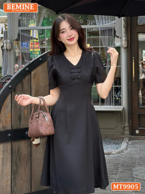 Đầm thiết kế BEMINE cổ tim ngực đính nơ MT9905