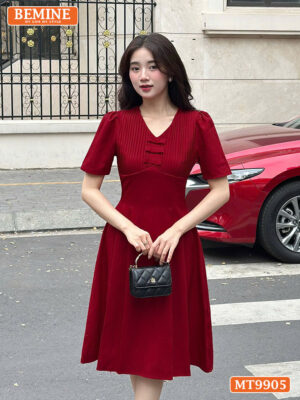 Đầm thiết kế BEMINE cổ tim ngực đính nơ MT9905
