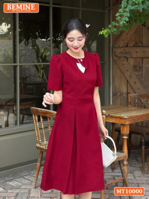 Đầm thiết kế BEMINE cổ tròn nơ lá MT10000