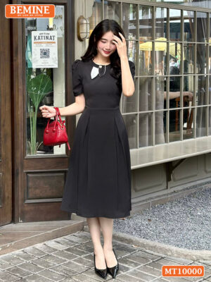 Đầm thiết kế BEMINE cổ tròn nơ lá MT10000