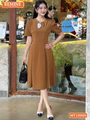 Đầm thiết kế BEMINE cổ tròn nơ lá MT10000
