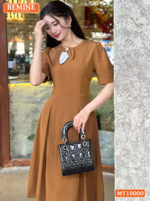 Đầm thiết kế BEMINE cổ tròn nơ lá MT10000
