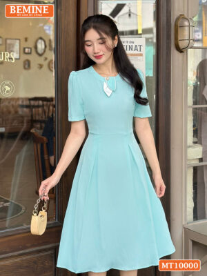Đầm thiết kế BEMINE cổ tròn nơ lá MT10000
