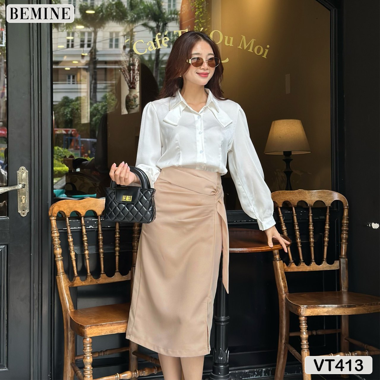 Chân váy BEMINE eo kiểu xẻ tà VT413