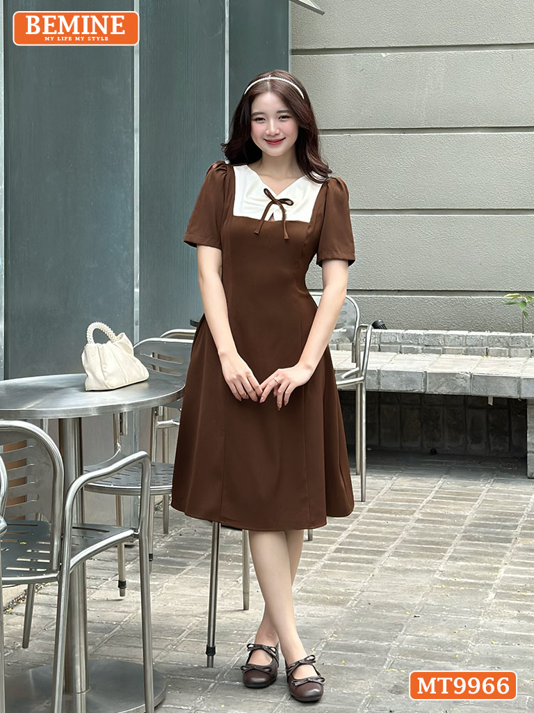 Đầm thiết kế BEMINE cổ V dáng chữ A MT9966