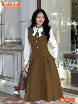 Đầm thiết kế BEMINE cổ đức phối tay dài MT9839