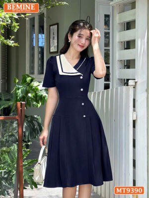 Đầm thiết kế BEMINE cổ kiểu đính nút MT9390