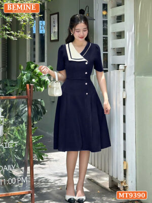 Đầm thiết kế BEMINE cổ kiểu đính nút MT9390