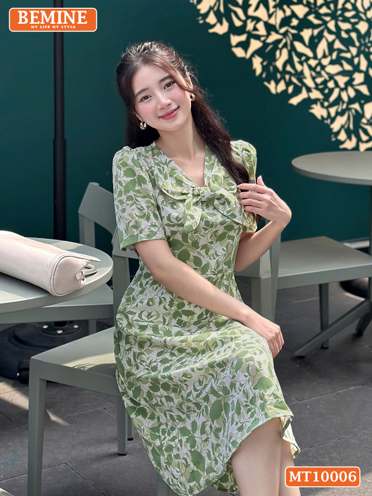 Đầm thiết kế BEMINE cổ kiểu nơ dáng chữ A MT10006