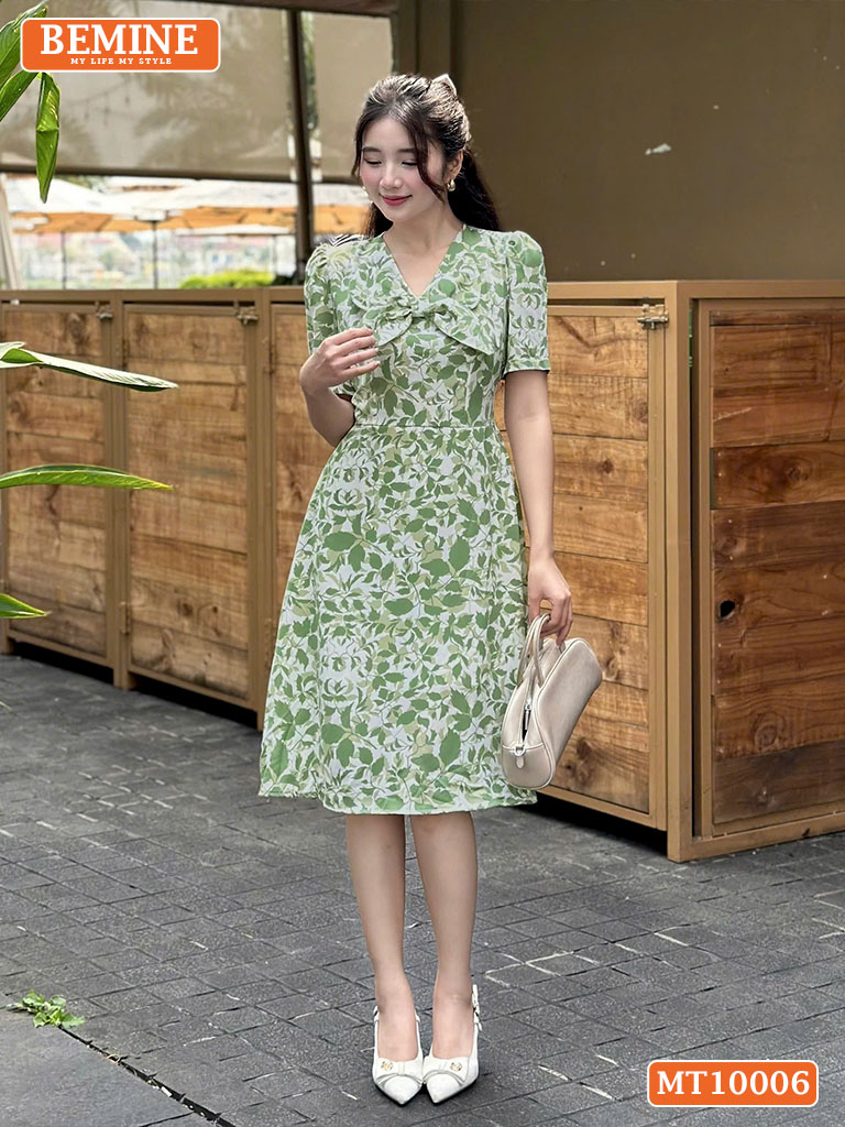 Đầm thiết kế BEMINE cổ kiểu nơ dáng chữ A MT10006