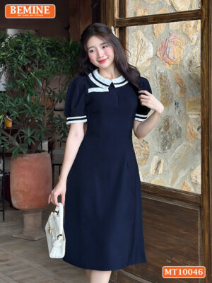 Đầm thiết kế BEMINE cổ sen viền tay phồng MT10046