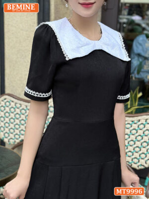 Đầm thiết kế BEMINE cổ tròn nơ phối ren MT9996