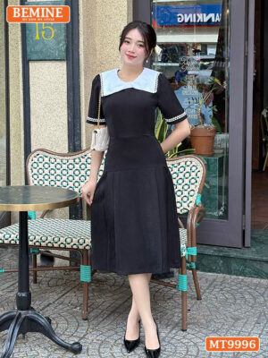 Đầm thiết kế BEMINE cổ tròn nơ phối ren MT9996