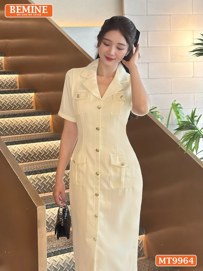 Đầm thiết kế BEMINE cổ vest dáng bút chì MT9964