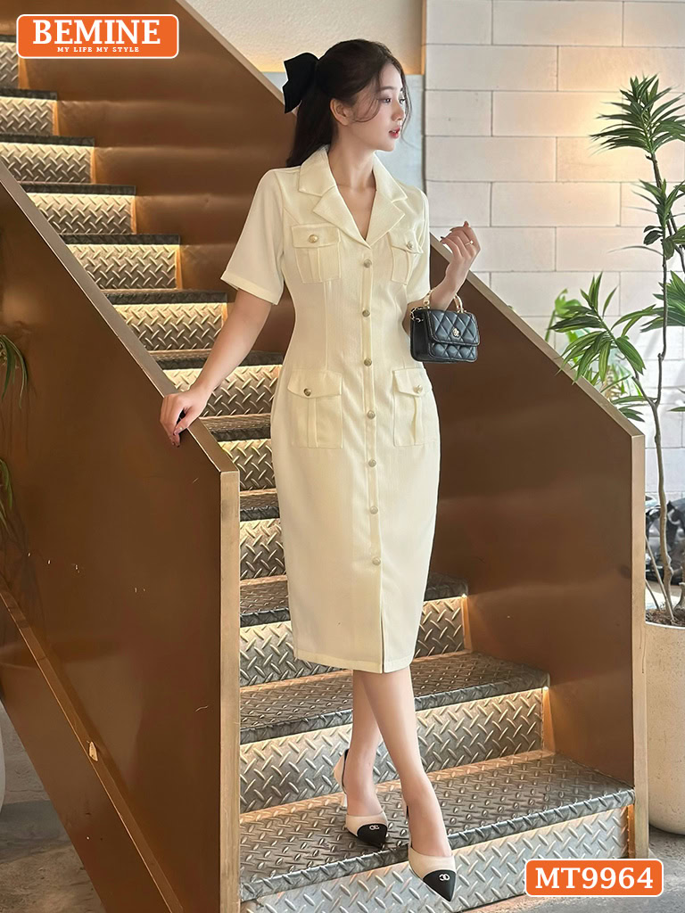 Đầm thiết kế BEMINE cổ vest dáng bút chì MT9964