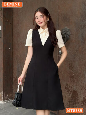 Đầm thiết kế BEMINE công sở phối tay ngắn MT8589