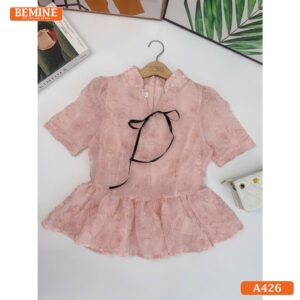 Áo thiết kế BEMINE dáng peplum cổ V thêu hoa A426