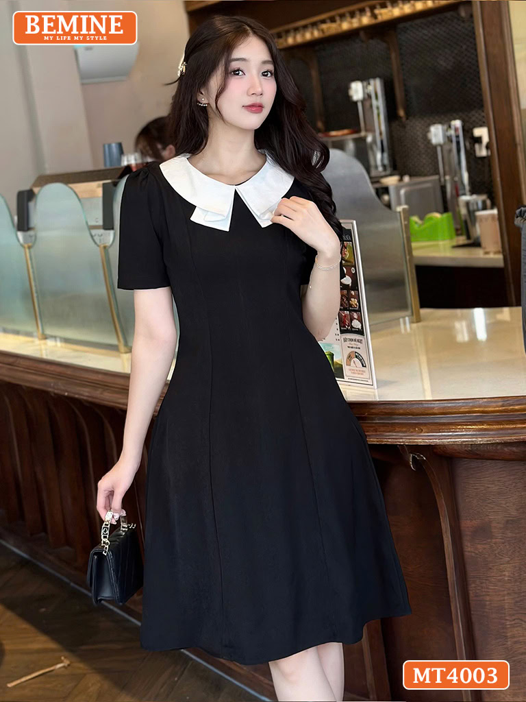 Đầm chữ A BEMINE MT4003 màu đen basic, sự lựa chọn hoàn hảo cho quý cô yêu thích sự đơn giản và trang nhã.