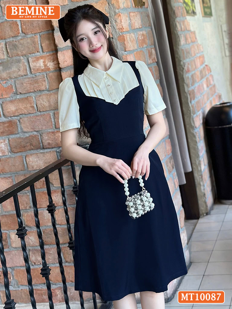 Đầm thiết kế BEMINE cổ đức xếp ly giả yếm MT10087