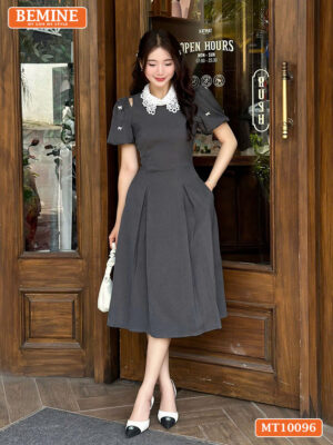 Đầm thiết kế BEMINE cổ ren khoét vai MT10096