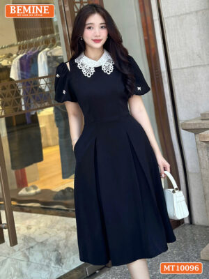 Đầm thiết kế BEMINE cổ ren khoét vai MT10096