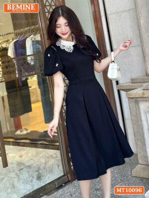 Đầm thiết kế BEMINE cổ ren khoét vai MT10096