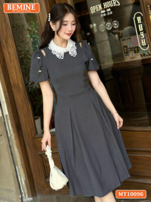 Đầm thiết kế BEMINE cổ ren khoét vai MT10096