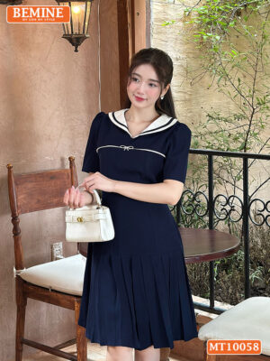 Đầm thiết kế BEMINE cổ thủy thủ có viền MT10058
