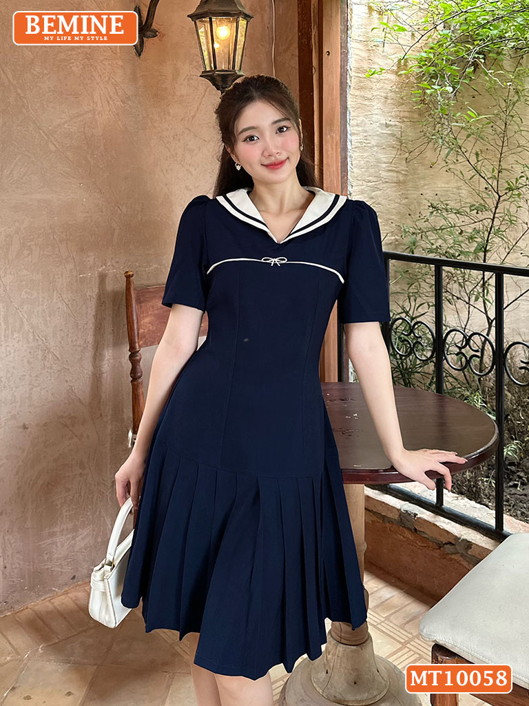 Đầm thiết kế BEMINE cổ thủy thủ có viền MT10058