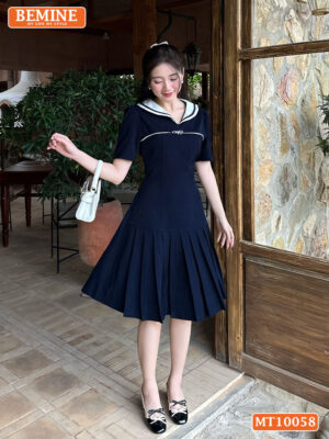 Đầm thiết kế BEMINE cổ thủy thủ có viền MT10058