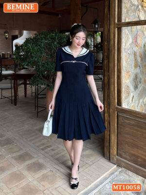 Đầm thiết kế BEMINE cổ thủy thủ có viền MT10058