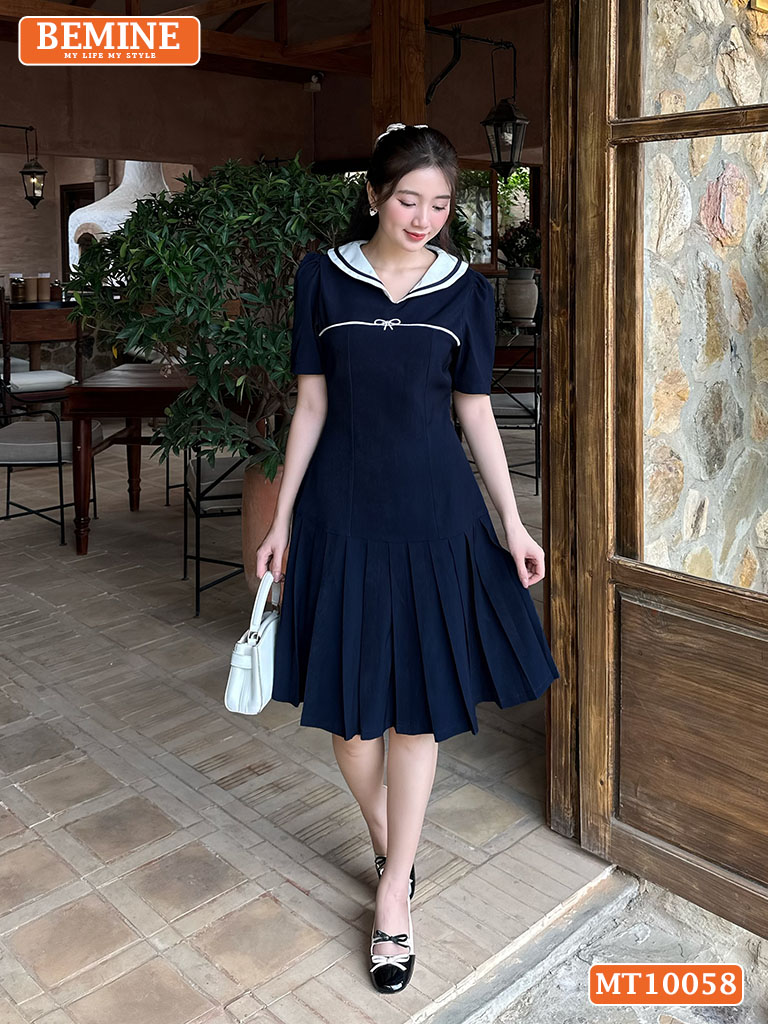 Đầm thiết kế BEMINE cổ thủy thủ có viền MT10058