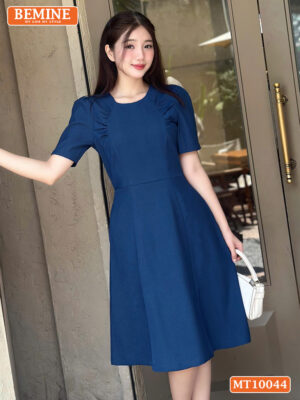 Đầm thiết kế BEMINE cổ tròn nhún ngực MT10044