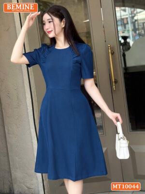 Đầm thiết kế BEMINE cổ tròn nhún ngực MT10044