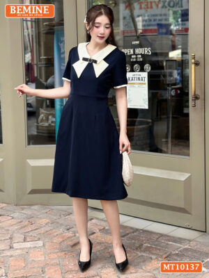 Đầm thiết kế BEMINE cổ đức đính nơ MT10137 