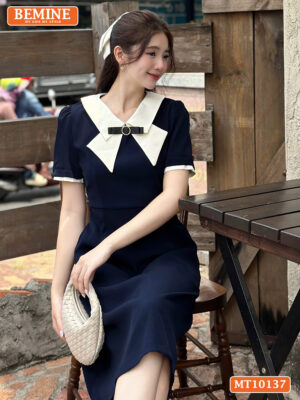Đầm thiết kế BEMINE cổ đức đính nơ MT10137 
