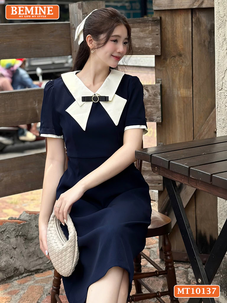 Đầm thiết kế BEMINE cổ đức đính nơ MT10137 