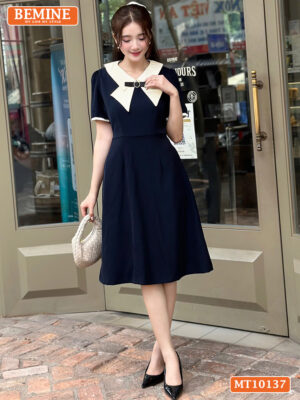 Đầm Thiết Kế BEMINE Cổ Đức Đính Nơ MT10137