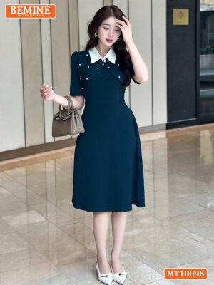 Đầm thiết kế BEMINE cổ đức đính ngọc MT10098