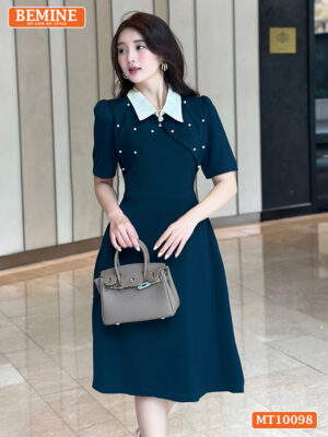 Đầm thiết kế BEMINE cổ đức đính ngọc MT10098