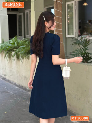 Đầm thiết kế BEMINE cổ phối ren tay phồng MT10088
